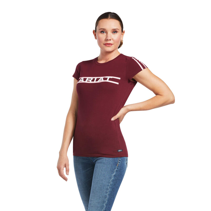 Ariat T-Shirts Damen - Logo Lane DunkelRot ( VTOJQ-9078 )